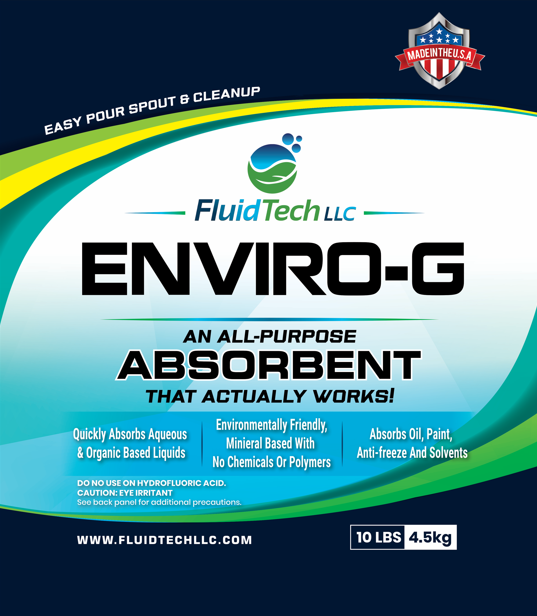 ENVIRO-G Absorbent - 20 lb Spout Bag - Powerful and versatile absorbent for aqueous and organic spills. Easy-to-use 20 lb spout bag is perfect for quick, efficient cleanup at home or on the job.